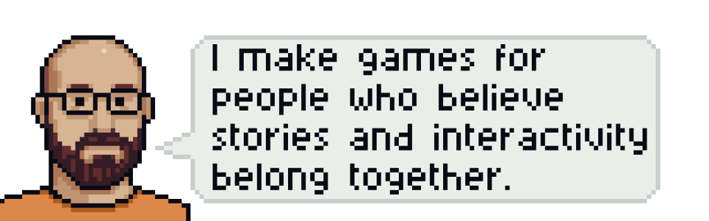 A portrait in pixel art of a man in glasses and a beard.